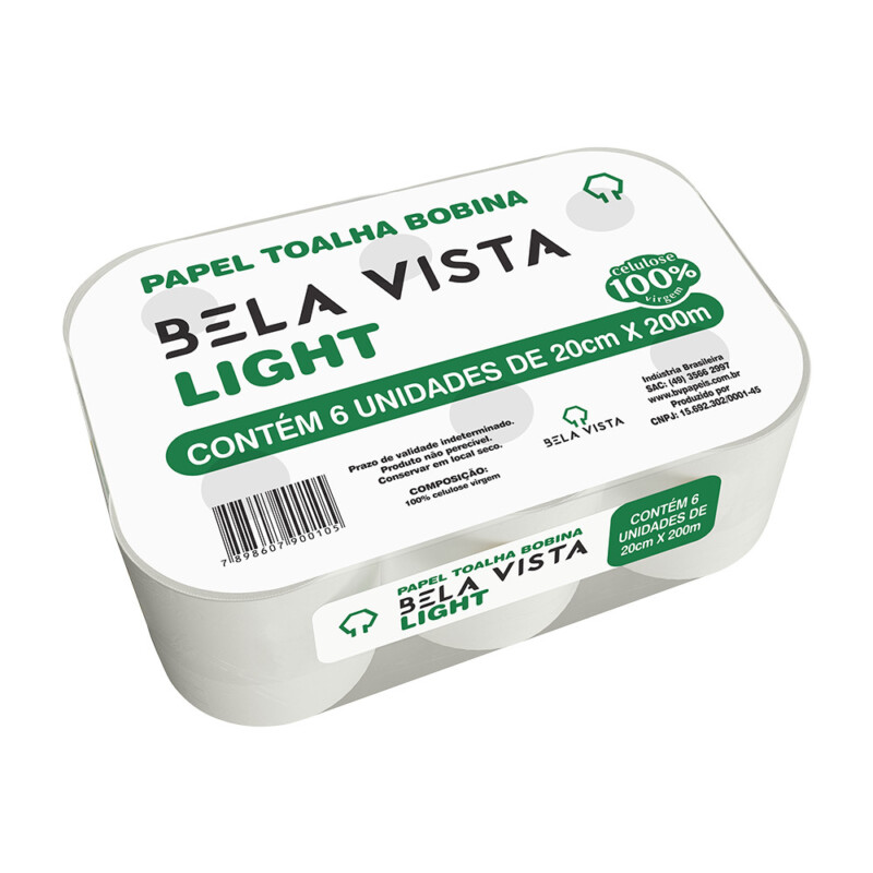 Papel Toalha Light 20cmX200m Bela Vista