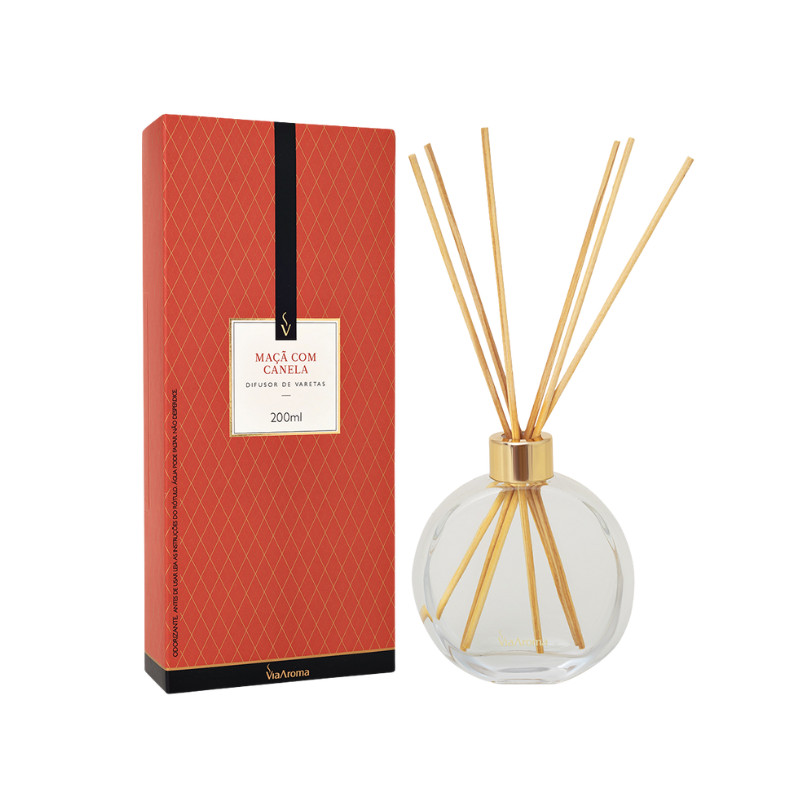 Difusor de Varetas 200ml Maça com Canela Via Aroma