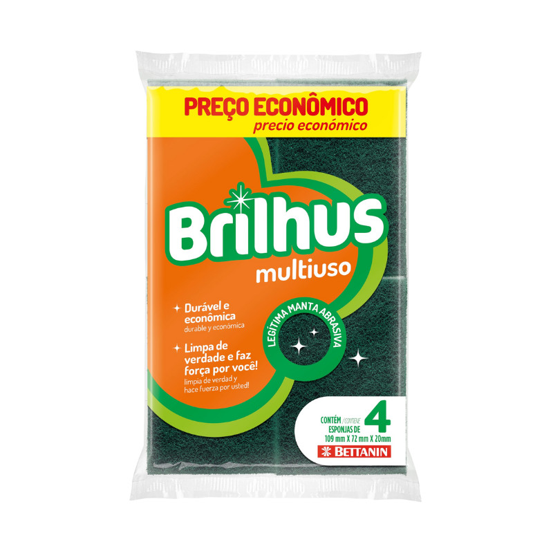 Esponja Multiuso Pacote com 4 unidades Brilhus
