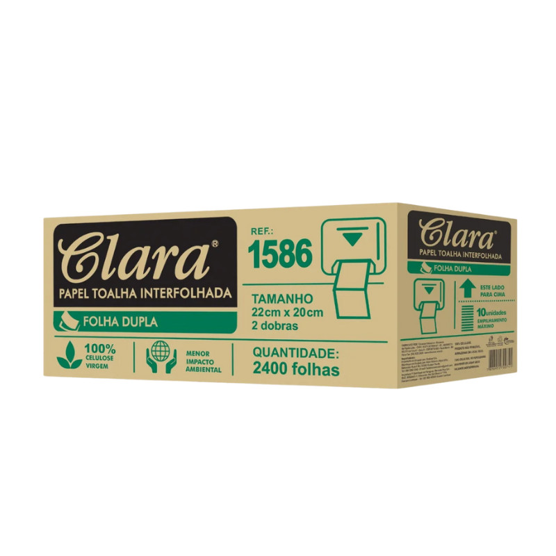 Papel Toalha Interfolha Folha Dupla 22x20cm Claramax