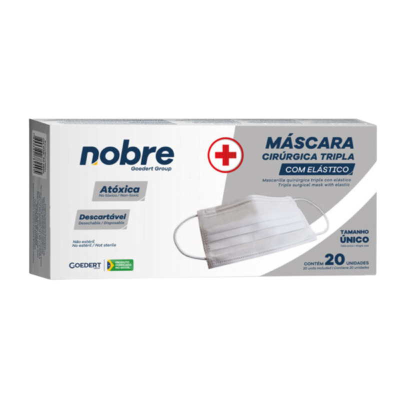 Máscara Cirúrgica Tripla c/ Elástico 20 unid. Nobre