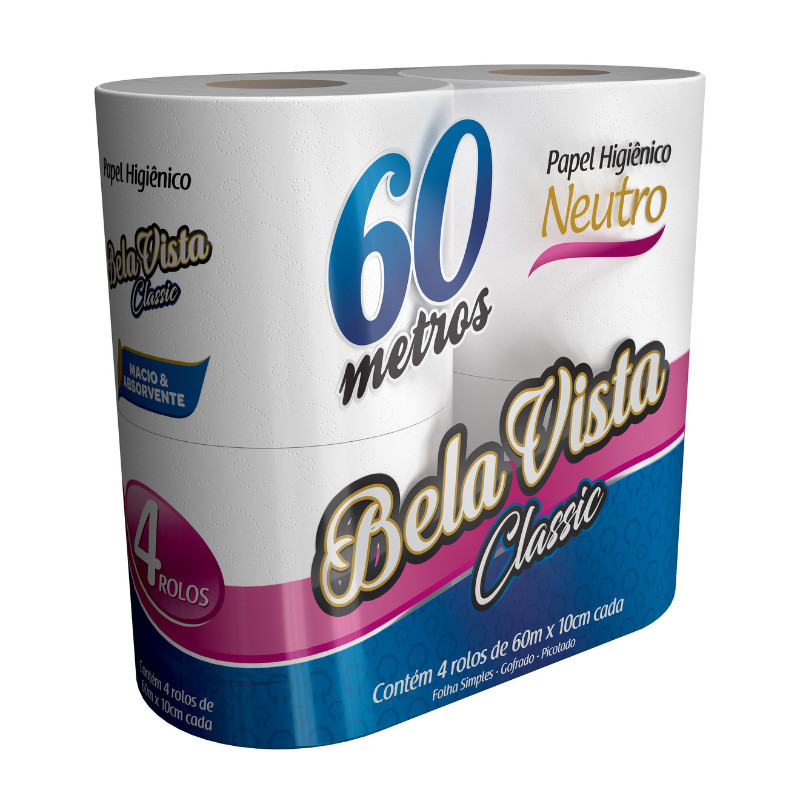 Papel higiênico Classic 60m folha simples Bela Vista