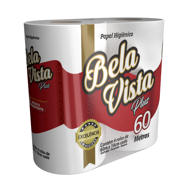 Papel higiênico Plus 60m folha simples Bela Vista