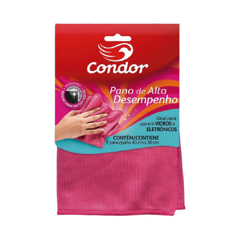 Pano de Microfibra para Vidros 40cm x 30cm Condor