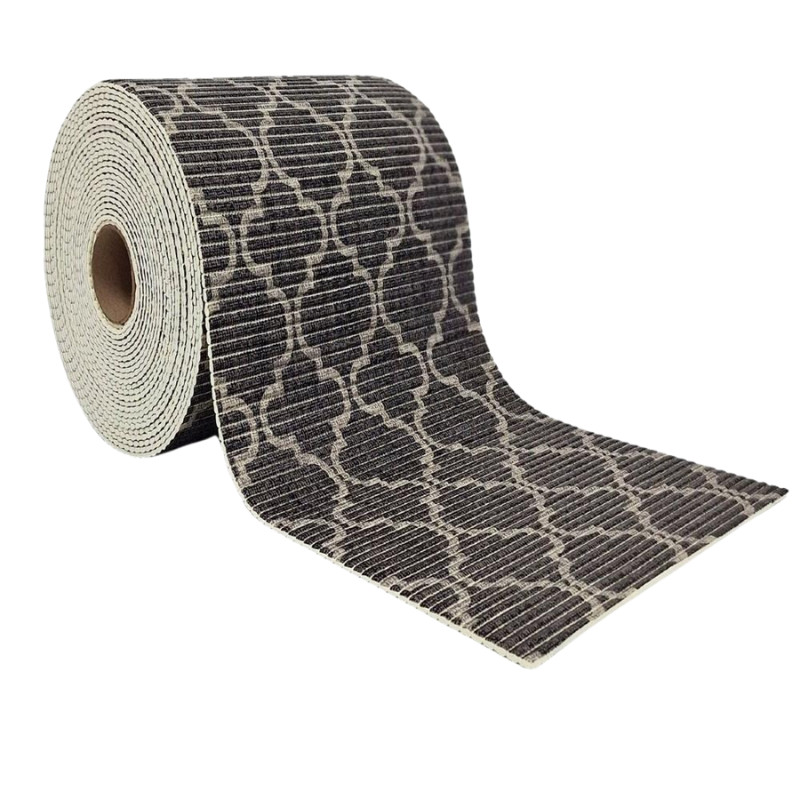 Tapete Antiderrapante Tropical Rolo 65cm Árabe Preto Kapazi